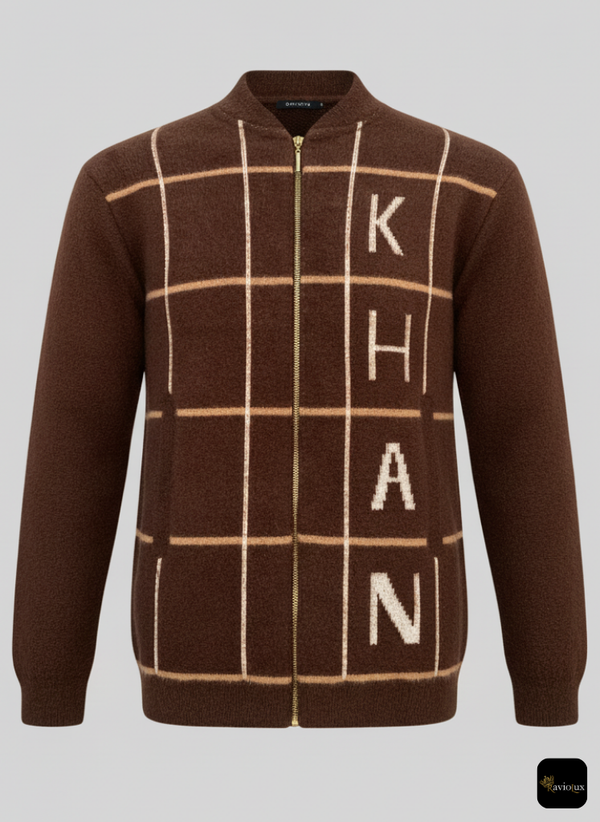 RavioLux Men's Premium Wool Checkered Bomber Jacket