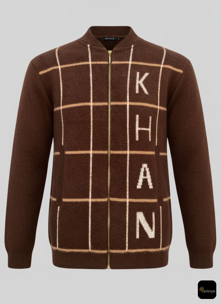 RavioLux Men's Premium Wool Checkered Bomber Jacket