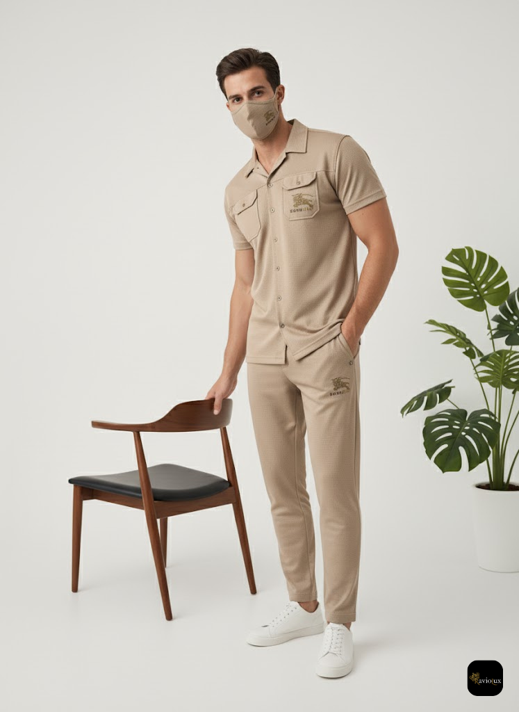 Men's Casual Checkered Two-Piece Set - Shirt & Trousers